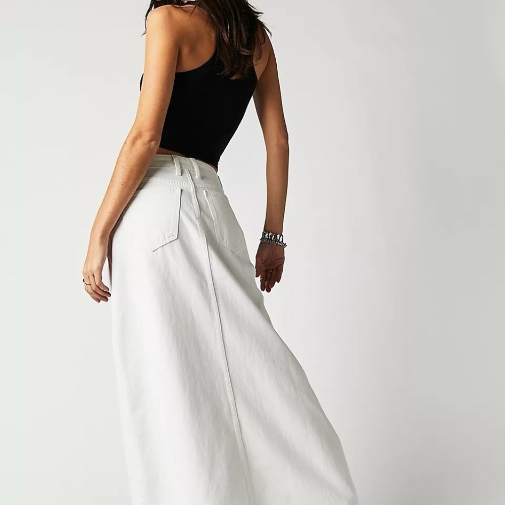 Free People We The Free "Come As You Are" White Denim Maxi Skirt - Picture 13 of 13